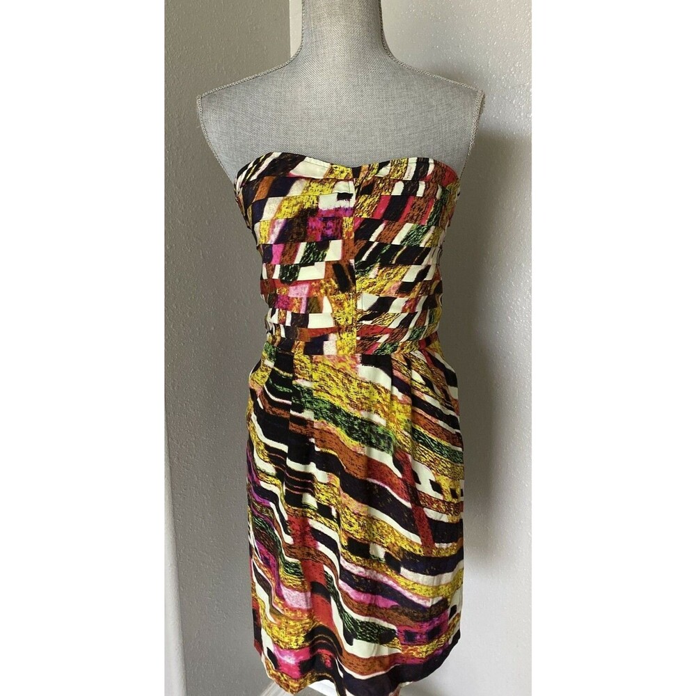 CHARLIE JADE STRAPLESS silk print DRESS SIZE SMALL